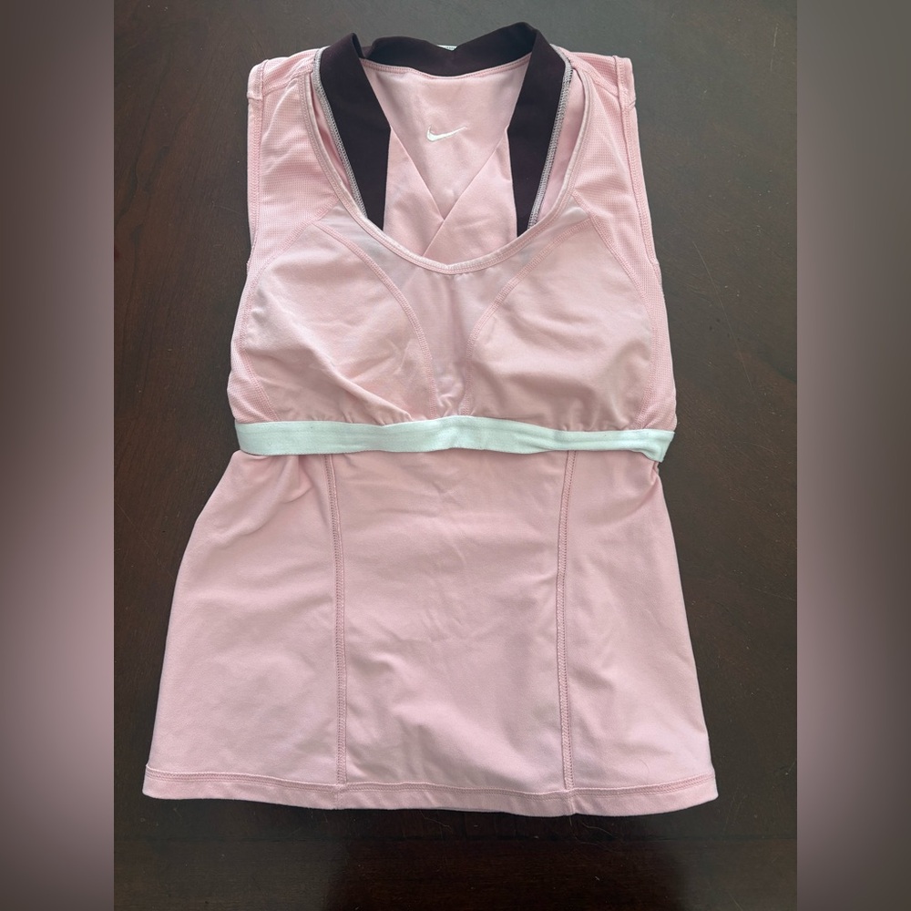 Nike Fit Dry Blush Pink & Burgundy Sleeveless Activewear Tank Size Medium Tennis - Picture 13 of 13